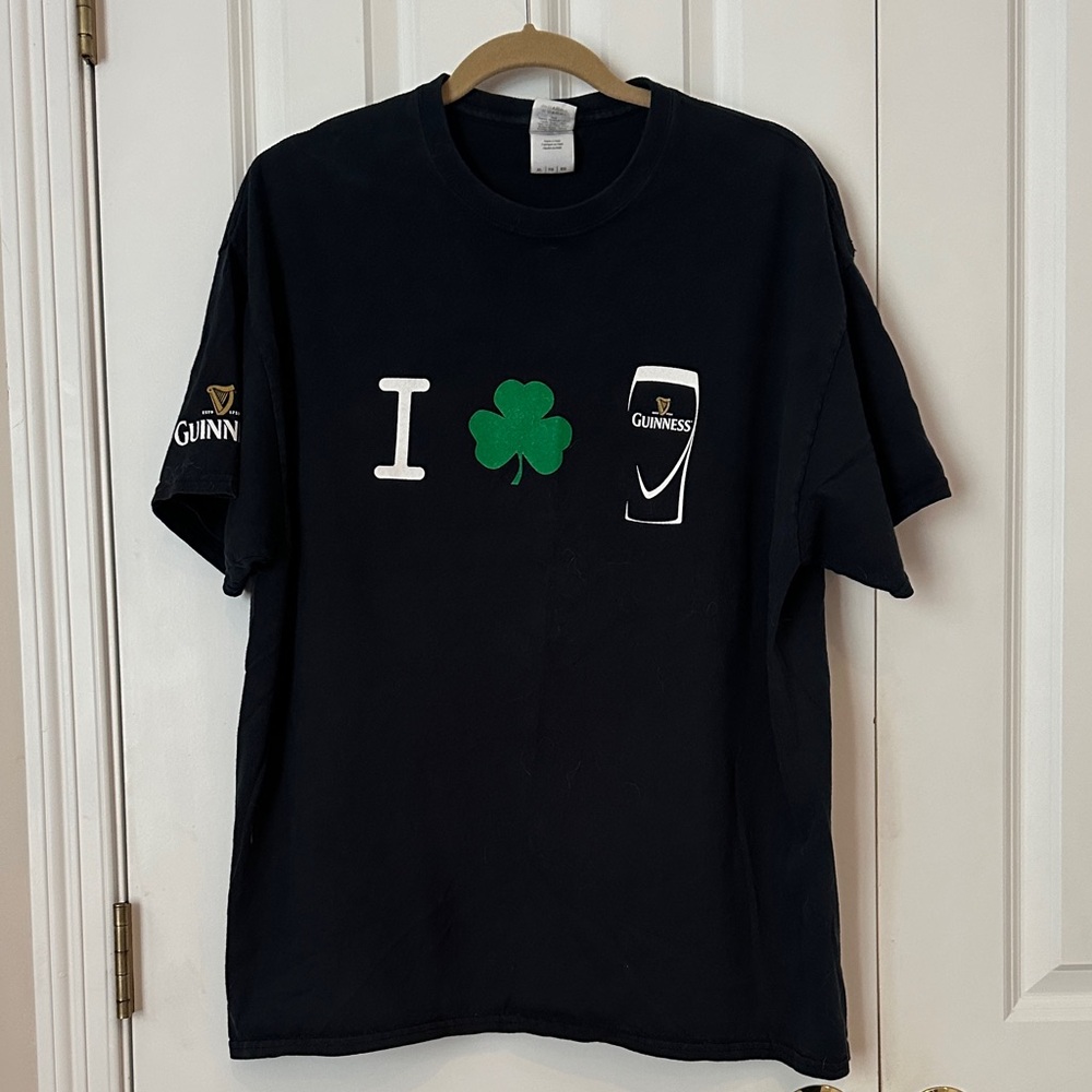 Guinness Black Tee with Shamrock and Pint Icons